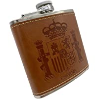 CXS Petaca de Acero Inoxidable con Bandera De España 6 Oz Petaca De Alcohol A Prueba De Fugas